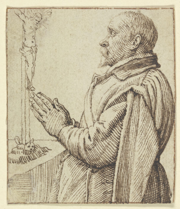 Betender Kavalier vor einem Kruzifix from Jacques de Gheyn II