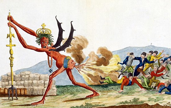 Caricature of the English Government, 1793 (coloured etching) from Jacques Louis David