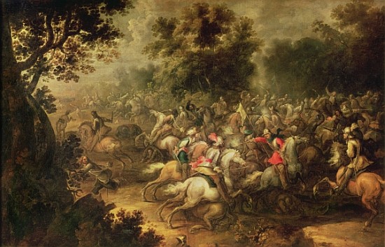 Battle of the cavalrymen from Jacques (Le Bourguignon) Courtois