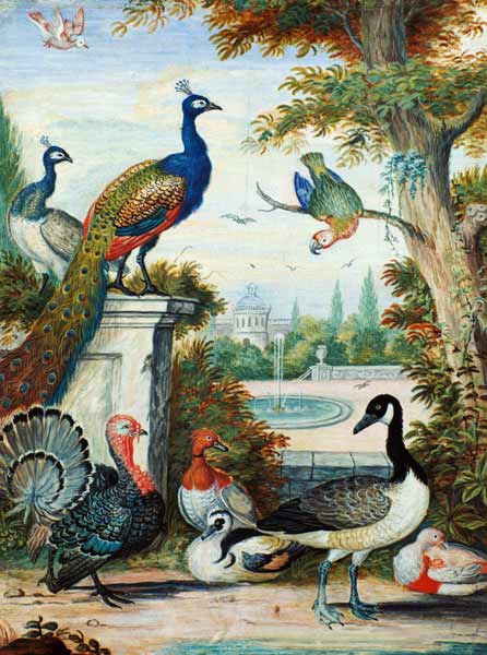 Exotic Birds and Domestic Fowl in a Picturesque Park from Jakab Bogdány