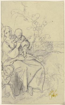 Frau von Kindern umgeben (Fragment)