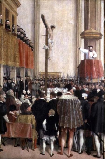 Sermon of the Papal Legate, Cornelius Musso (1511-74), in the Augustinerkirche Vienna on 1561 from Jakob Seisenegger
