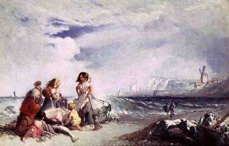 Fisherfolk on the Shore, Salting the Catch, Folkestone from James Baker Pyne