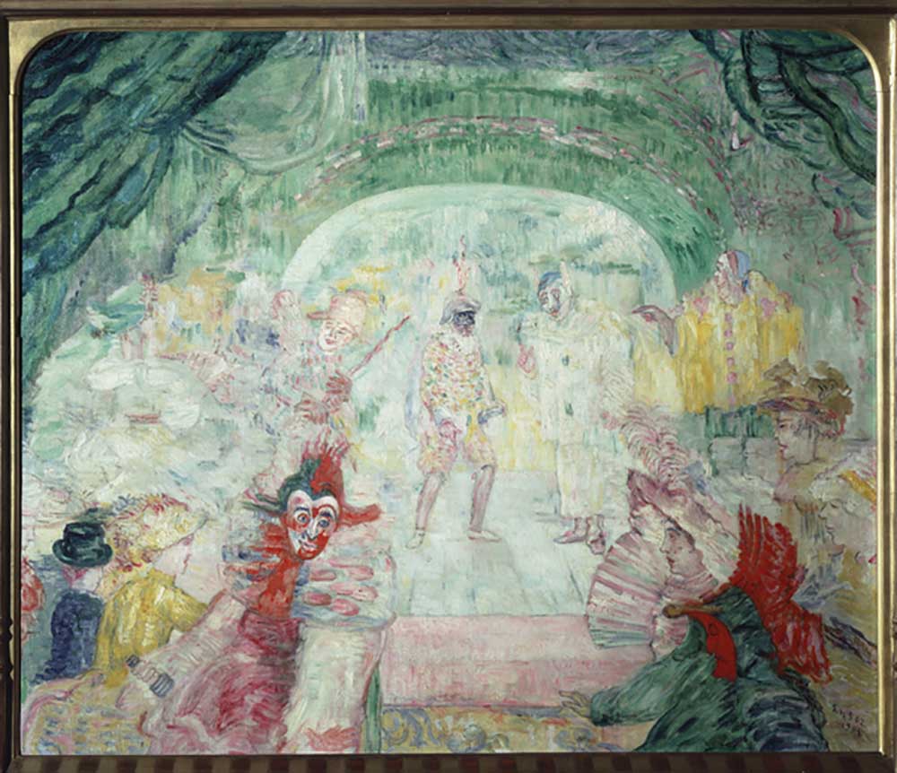 Das Theater der Masken. Gemälde von James Ensor (1860-1949). Öl auf Leinwand, 1908, Expressionismus. from James Ensor