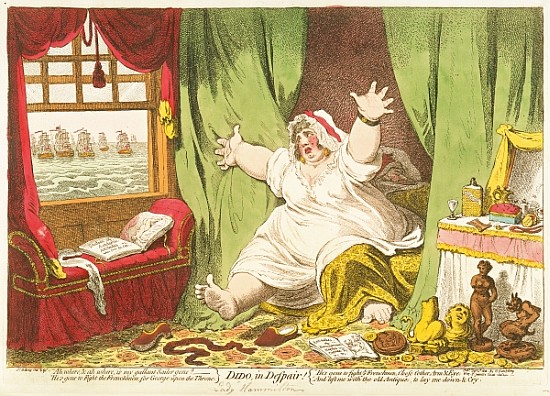 Dido in Despair, published by  Hannah Humphrey from James Gillray