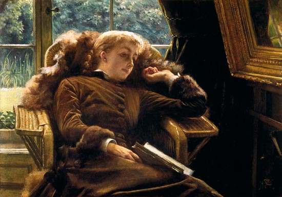 Reverie: Mrs.Newton reclining in a chair from James Jacques Tissot