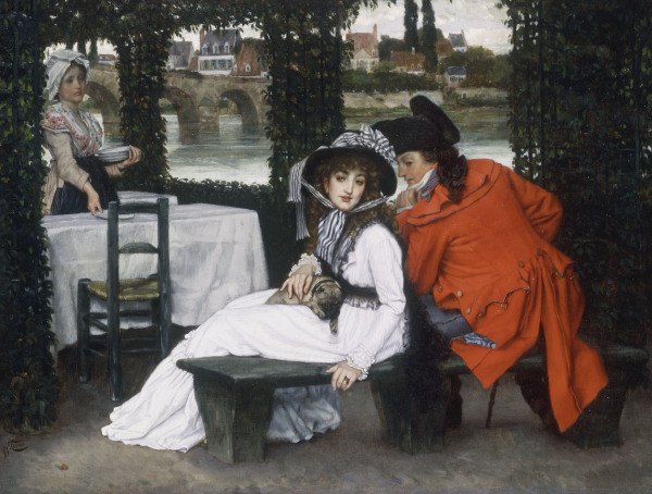 J.Tissot, Tryst at a Riverside Cafe from James Jacques Tissot