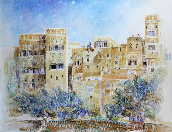 Kitchen Garden, Sana''a, North Yemen, 1975 (w/c on paper)  from  James  Reeve