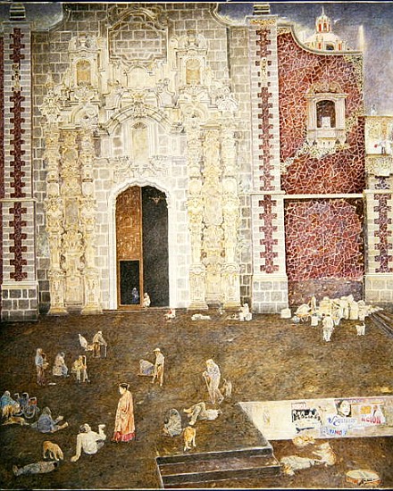Running the gauntlet outside La Profesa, c.2001 (oil on canvas)  from  James  Reeve