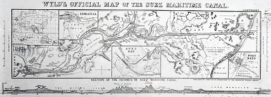 Wyld''s Official Map of the Suez Maritime Canal from James the Younger Wyld