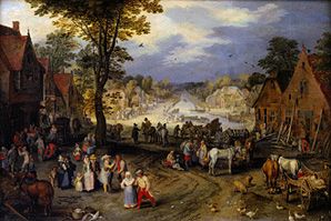 Belebter Dorfplatz. from Jan Brueghel d. Ä.