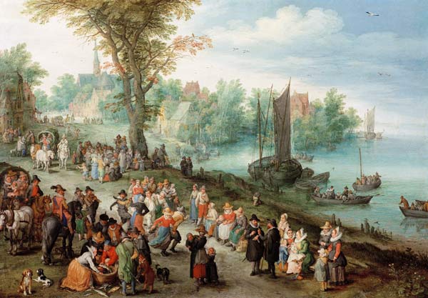 Dorflandschaft mit Selbstbildnis from Jan Brueghel d. Ä.