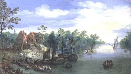 Rivercraft near a Jetty from Jan Brueghel d. Ä.