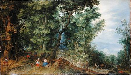 Wooded Landscape, or The Rest on the Flight into Egypt from Jan Brueghel d. Ä.
