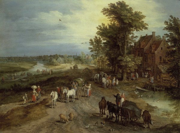 Jan Bruegel t.E./Landscape w.tavern from Jan Brueghel d. J.