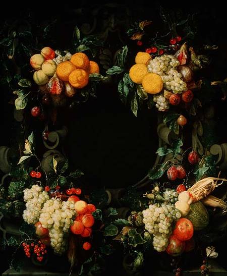 Garland of fruit around an empty niche from Jan Frans van Son