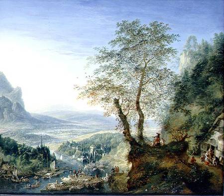 A capriccio river landscape from Jan Griffier d.Ä.