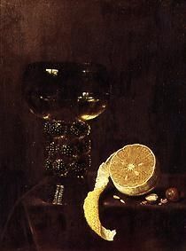 Weinglas und angeschnittene Zitrone from Jan III. van de Velde