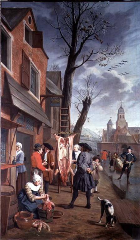 Outside the Butcher (one of a series of four) from Jan Josef Horemans II.