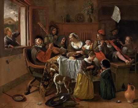 Jan Steen, As the aged sang... / 1668.
