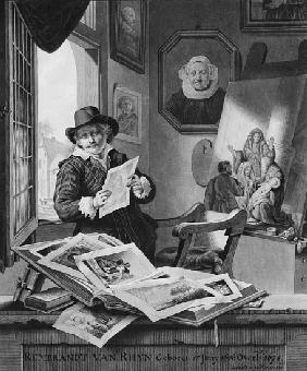 Rembrandt in his studio