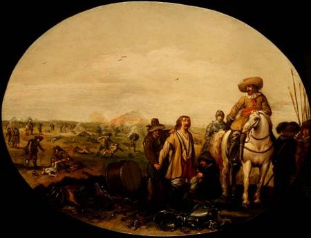 The Aftermath of Battle (oil on copper) from Jan the Younger Martsen