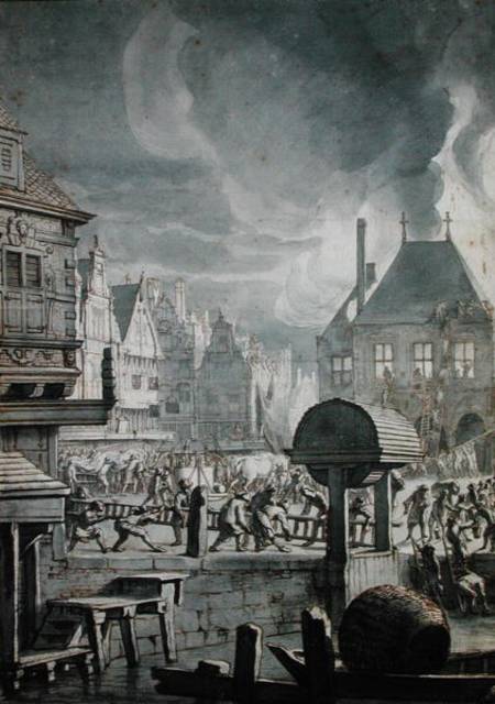 Fire at the Old Town Hall in Amsterdam from Jan van der Heyden