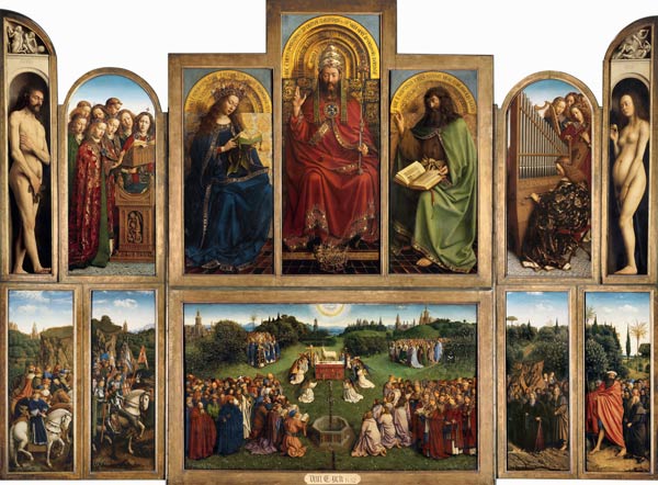 Genter Altar - Die Verehrung des mystischen Lammes (Totale) from Jan van Eyck