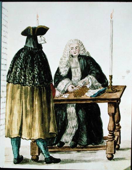 A Magistrate Playing Cards with a Masked Man from Jan van Grevenbroeck