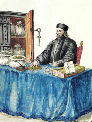 Venetian Moneylender, from an illustrated book of costumes (w/c on paper) from Jan van Grevenbroeck
