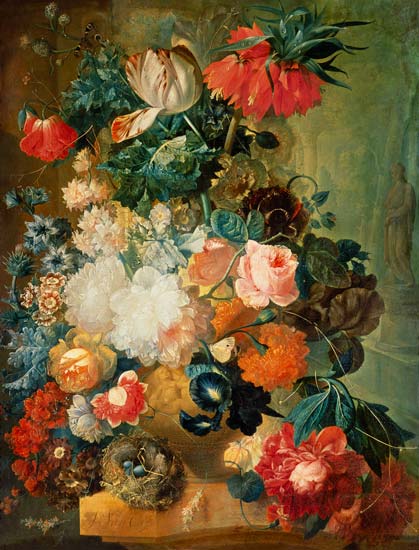 Flowers in a Vase with a Bird's Nest from Jan van Os