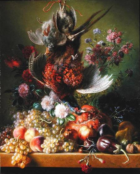 Still Life with pheasant and flowers from Jan van Os