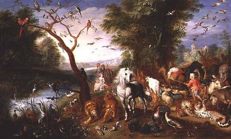 The Animals entering Noah's Ark (panel) from Jan van the Younger Kessel