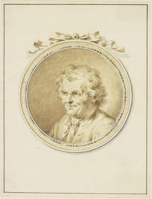 Bildnis eines alten Mannes nach links in einem Medaillon mit Schmuckband from Januarius Zick