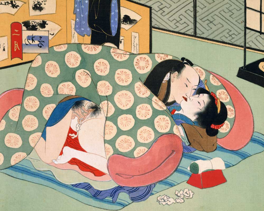 Couple Having Sex (w/c on silk) from Japanese School
