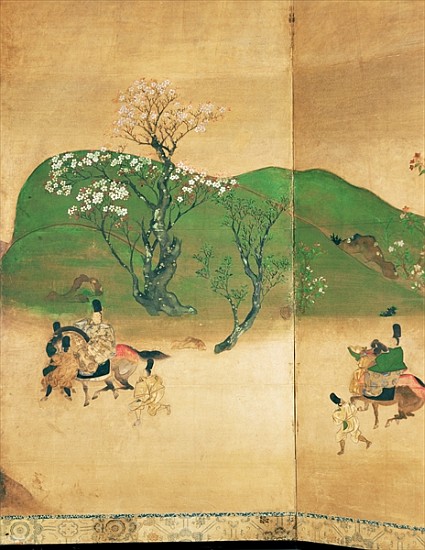 Shogun touring in spring, Edo Period (1603-1867) (ink on paper) from Japanese School