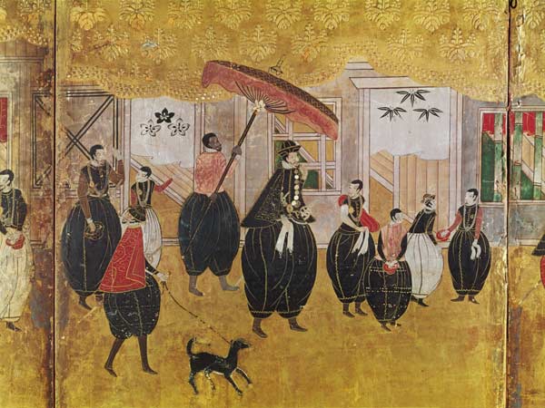 St. Francis Xavier (1506-51) and his entourage, detail of the right-hand section of a folding screen from Japanese School