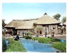 View of a Japanese Farm, c.1900 (hand coloured photo)