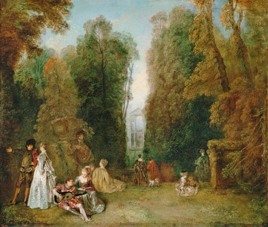 Die Perspektive (Gesellschaft im Park) from Jean-Antoine Watteau