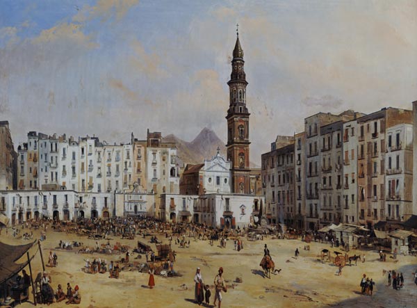 Piazza Mazaniello, Naples (oil on canvas) from Jean Auguste Bard