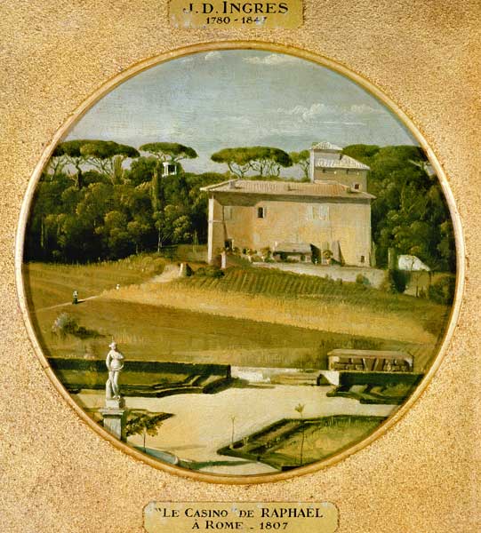 ''Casino of Raphael'' in the gardens of the Villa Borghese, Rome from Jean Auguste Dominique Ingres