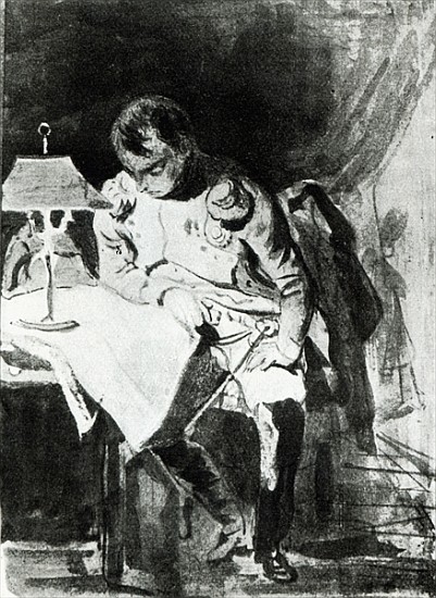 Napoleon studying his maps lamplight, c.1800 from Jean Auguste Dominique Ingres