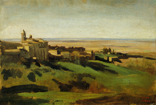 Blick auf Marino in den Albaner Bergen am frühen Morgen from Jean-Babtiste-Camille Corot