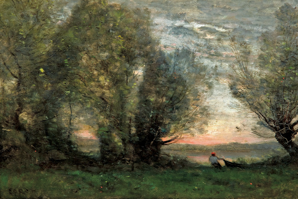 The fisherman, evening effect from Jean-Babtiste-Camille Corot