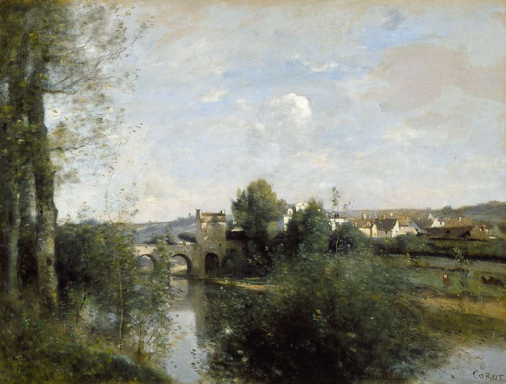Seine and Old Bridge at Limay from Jean-Babtiste-Camille Corot
