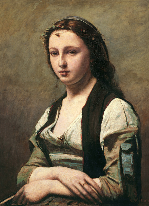 Die Frau mit der Perle from Jean-Babtiste-Camille Corot