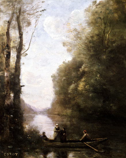 The Ferryman Leaving the Bank with Two Women from Jean-Babtiste-Camille Corot