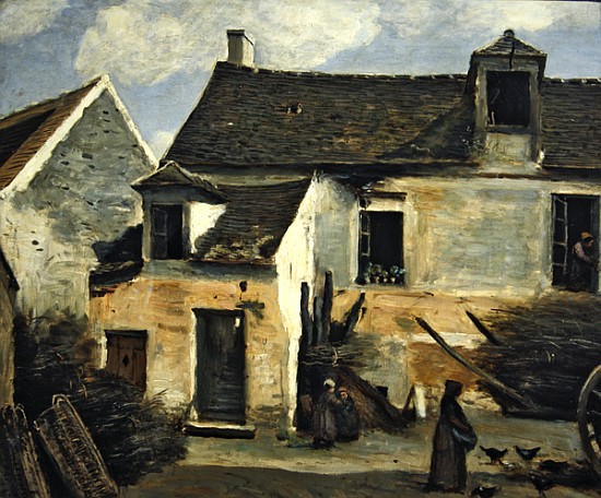 Courtyard of a bakery near Paris, or Courtyard of a House near Paris, c.1865-70 from Jean-Babtiste-Camille Corot
