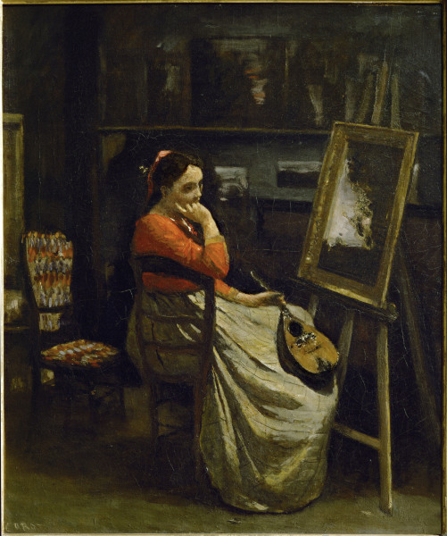 Woman with Mandolin in Studio from Jean-Babtiste-Camille Corot
