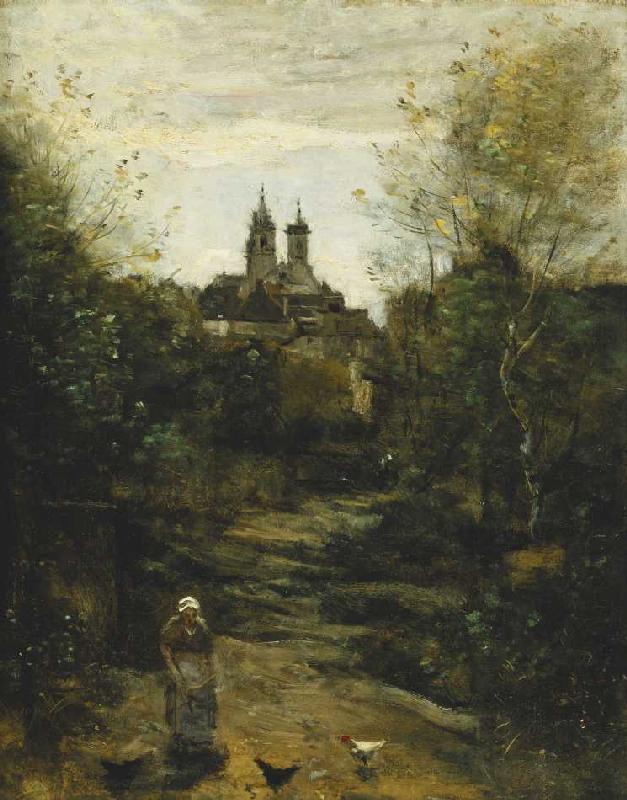 Der Weg zur Kirche in Semur from Jean-Babtiste-Camille Corot